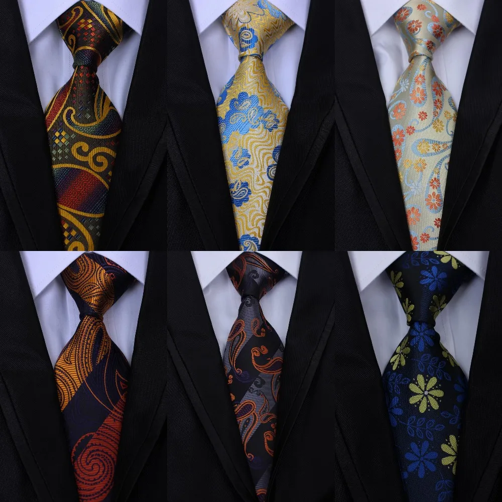 

New Fashion Design JACQUARD WOVEN Men Tie 100% Silk Neckties Paisley Floral Stripes Tie for Men Business Wedding Party Gravatas