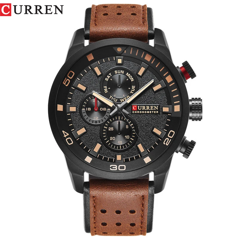 CURREN Casual Wrist Watch Analog Military Sports Men Watch Leather Strap Quartz Male Clock Relogio Masculino Reloj Hombre