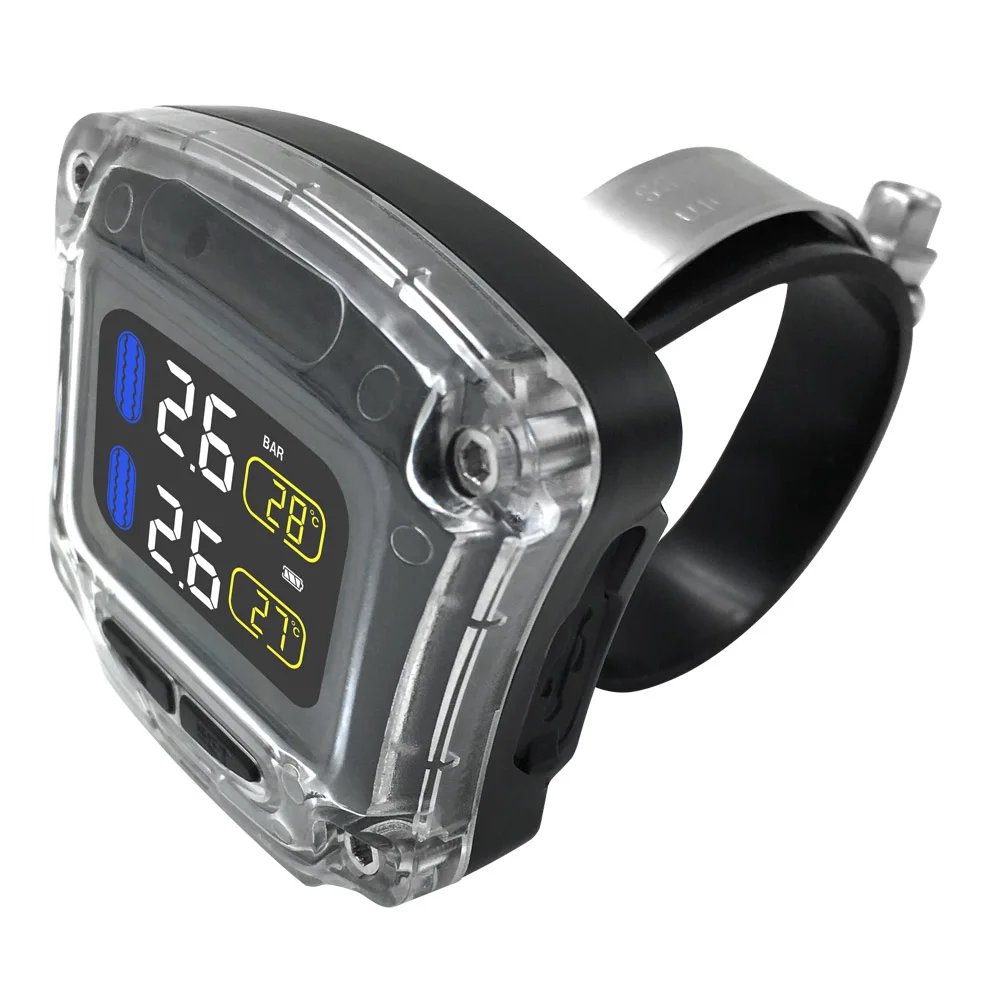 M3-B Wireless Motorcycle TPMS Real Time Tire Pressure Monitoring System Universal 2 External Internal Sensors LCD Display
