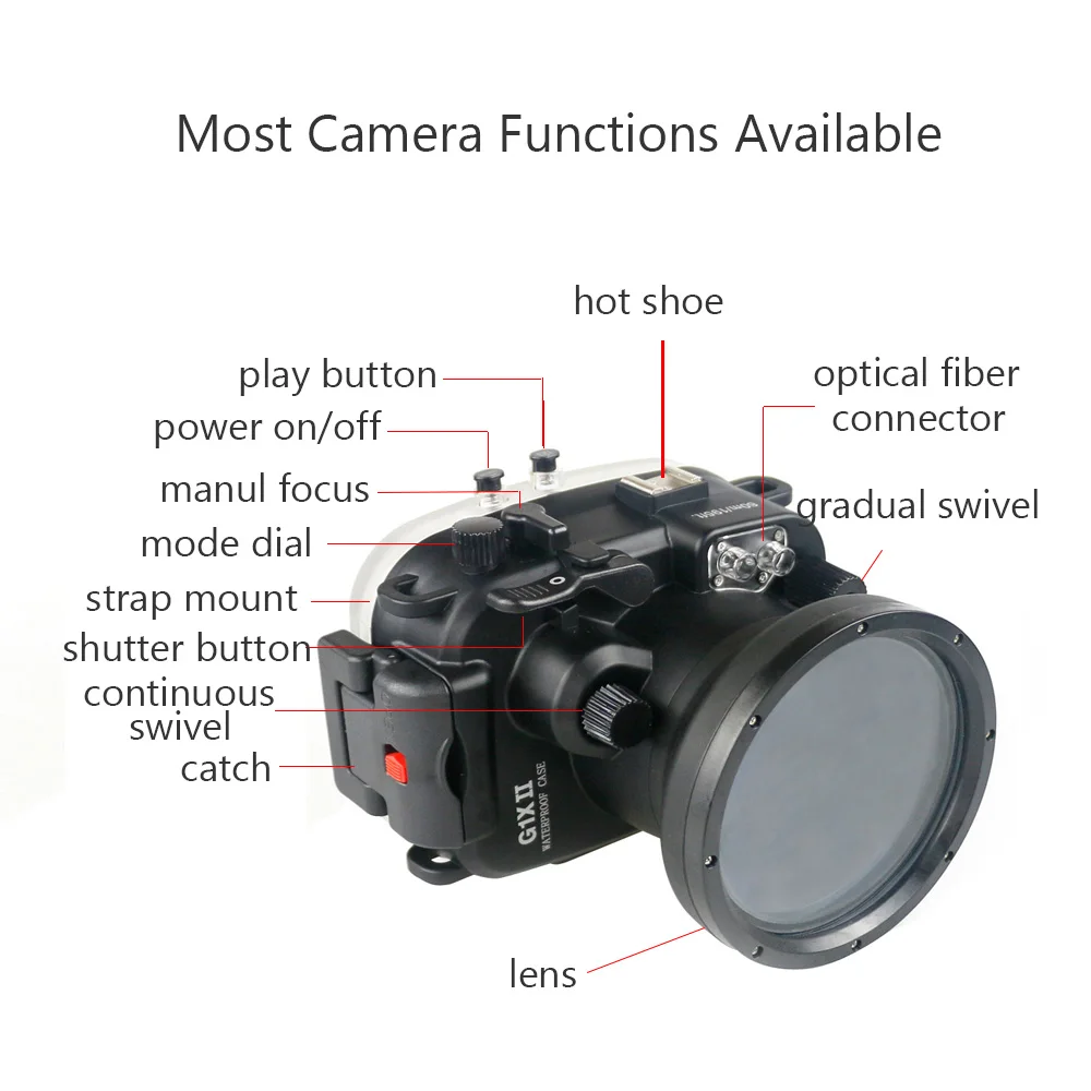 Underwater 40m Photography for Canon G1 X Mark II Camera Waterproof Housing Case Professional Photographic Camera Accessories