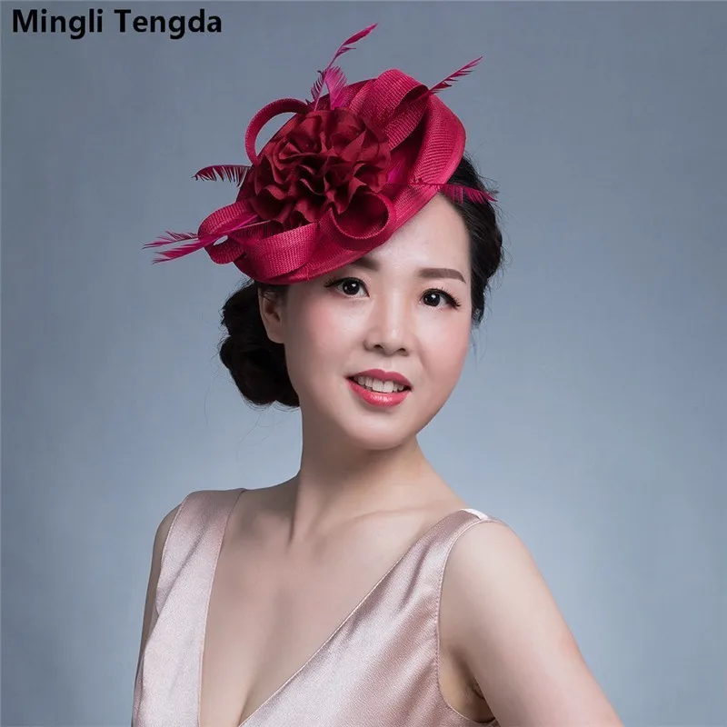 Mingli Tengda Linen Bride Headwear Cambric Headwear Decorate Wedding Party Photography Cambric Navy Hat Noble Woman Accessories