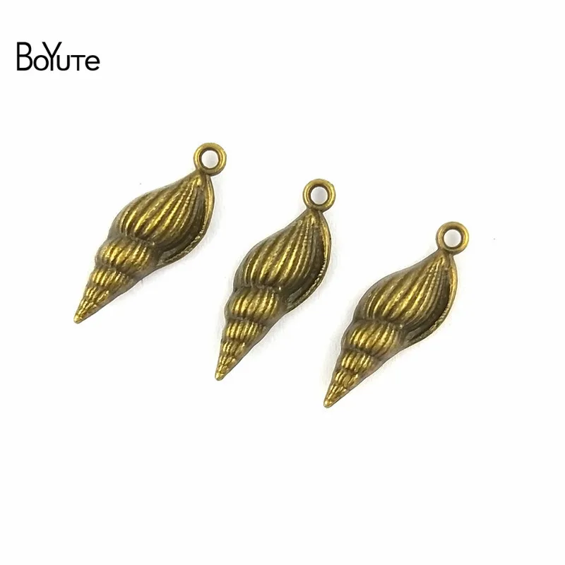 BoYuTe (100 Pieces/Lot) 8*22MM Antique Bronze Plated Zinc Alloy Sea Snail Conch Pendant Charms Diy Jewelry Making Findings