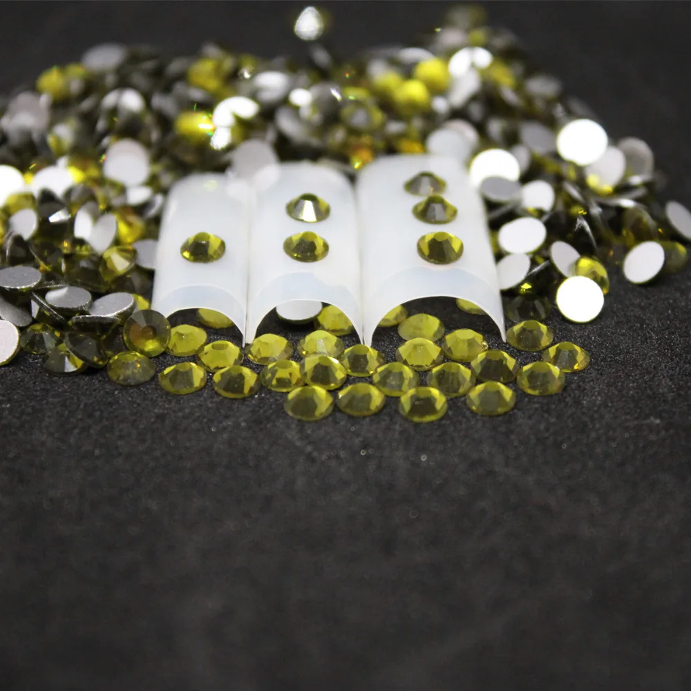 

1440 pcs/Pack SS16-SS20 Olivine Nail Art Decorations Rhinestones For 3d Charm Glass Flatback Non Hotfix DIY Nails Decorations