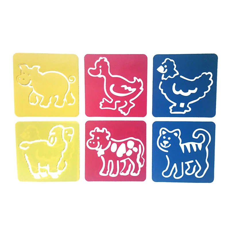 HOT SALE 6Pcs Children Transport Shaped Plastic Painting Drawing Template Stencil Kids Toy Gift