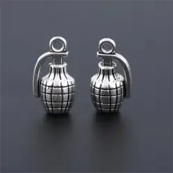 10Pcs  Silver Color Hand Grenades Charms Bombs Pendant Making Metal Necklaces Men Gift Jewelry Accessories Crafts 18X12mm A3174