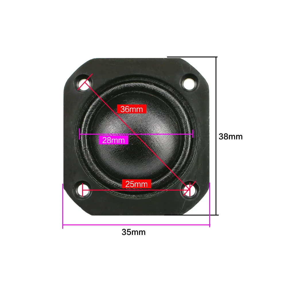 GHXAMP 1.25 inch Tweeter Speaker 35mm*38mm Square Treble 6 ohm 50W Neodymium Dome Silk Film For 2 Way Speaker DIY Car Audio 2PCS