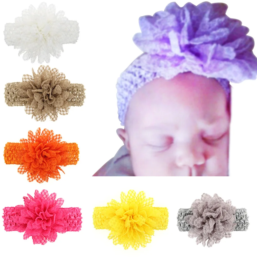 

Baby Girls Tansy Lace Flower Headbands Crochet Headband Hair Bands For Baby Hair Accessories Headwear 20pcs Per Lot