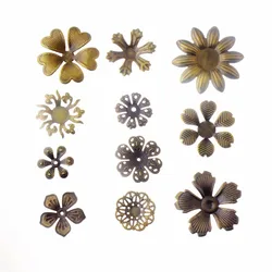 Free shipping Flower Wraps Connectors Antique Bronze Metal Crafts Gift Decoration DIY Embellishments Scrapbooking