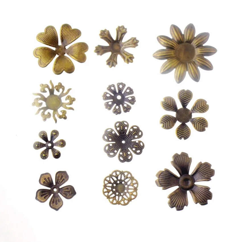 Darmowa wysyłka kwiatowe okłady złącza antyczny brąz metalowe rzemiosło prezent dekoracje DIY ozdoby Scrapbooking