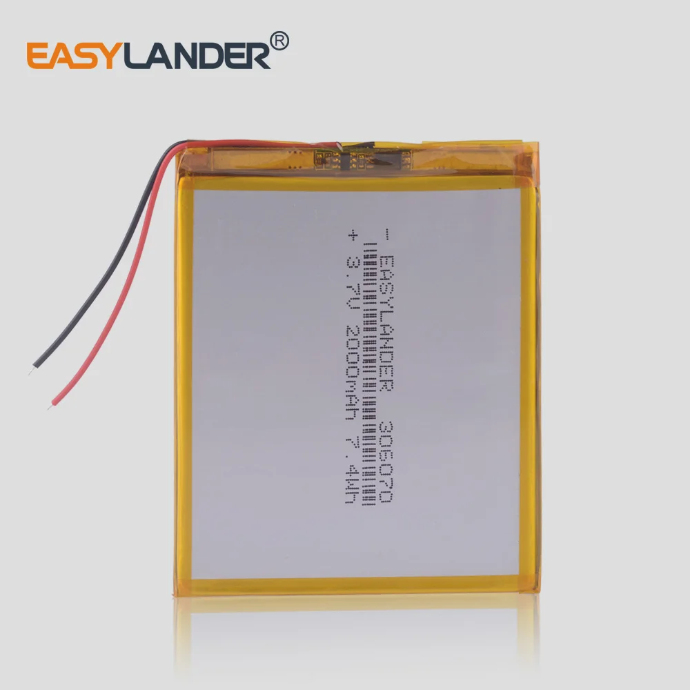 306070 3.7V 2000mAh Rechargeable  li Polymer  Battery For PSP PDA GPS DVR  E-Book Tablet PC Power Bank Wexler Book E6005  356070