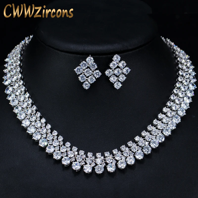 CWWZircons Luxury 2020 Nigerian Wedding Accessories African CZ Beads Jewelry Sets Crystal Bridal Necklace for Brides T111