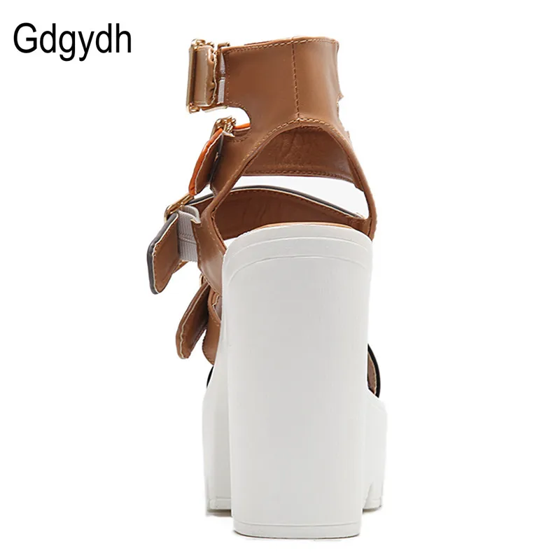 Gdgydh Frauen Sandalen High Heels Sommer Mode Knöchel Schnalle Riemen weibliche Gladiator Sandalen Plattform Schuhe Block Heels