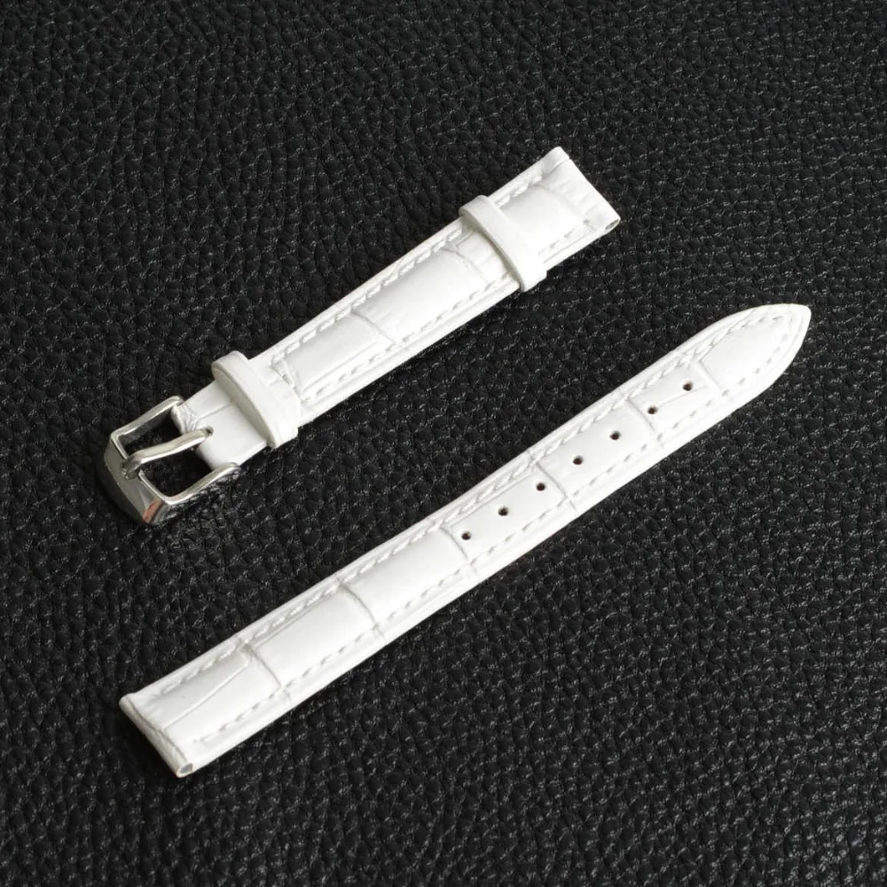 Brand New 14mm Genuine Leather Replacement Watch Band Strap waterproof anti-sweat Watchband White