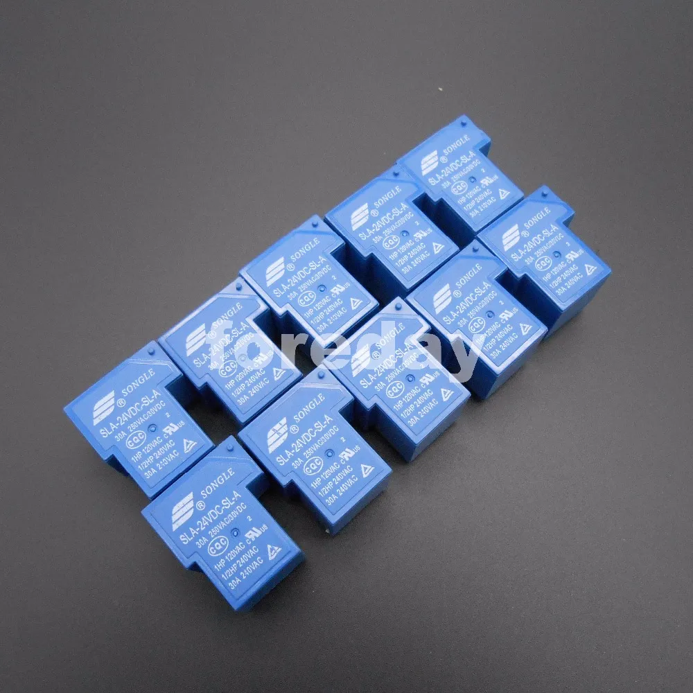 HQ 5PCS Blue SLA-24VDC-SL-A 4 Pins SONGLE R Power Relay 24V DC SPST SLA Original 30A Switching 20A/30VDC 250VAC NEW*FD439X5