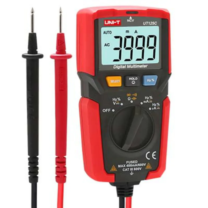 UNI-T UT125C Digital Pocket Multimeter DMM Electrical Meter NCV Test AC DC Voltage Current Resistor Capacitor Tester Multimetro