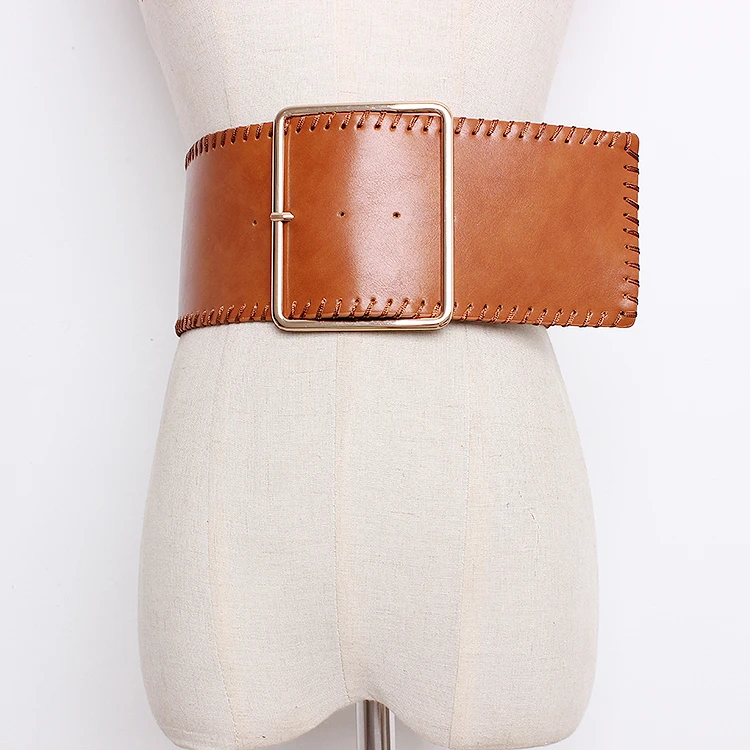 Women's Runway Fashion PU leather Cummerbunds Female Dress Corsets Waistband Belts decoration Wide Belt R1364