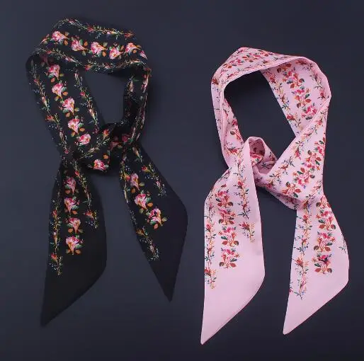 

Шарф женский Шелковый, с цветочным принтом, узкий