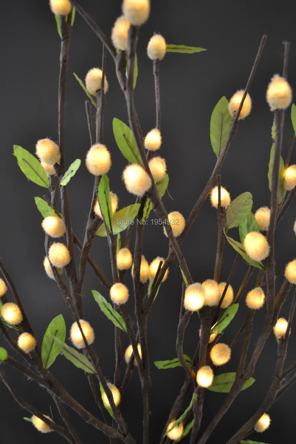 

Free Shipping Pussy Willow Branch light 40' with 60Led Plus green leaf decoration, Spring Pussy Willow Branch Light Twig Light