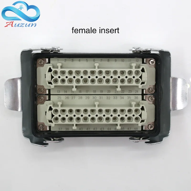 HDC-HE-048 Rectangular heavy duty connector  48 pins  aviation plug interface top line and side line 16A 500V double set screw