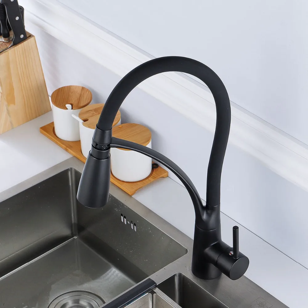 Black LED Kitchen Faucets 360 Degree Rotation Water Filter Tap Water Faucets Solid Brass Sink Tap Water Mixer Led Faucet