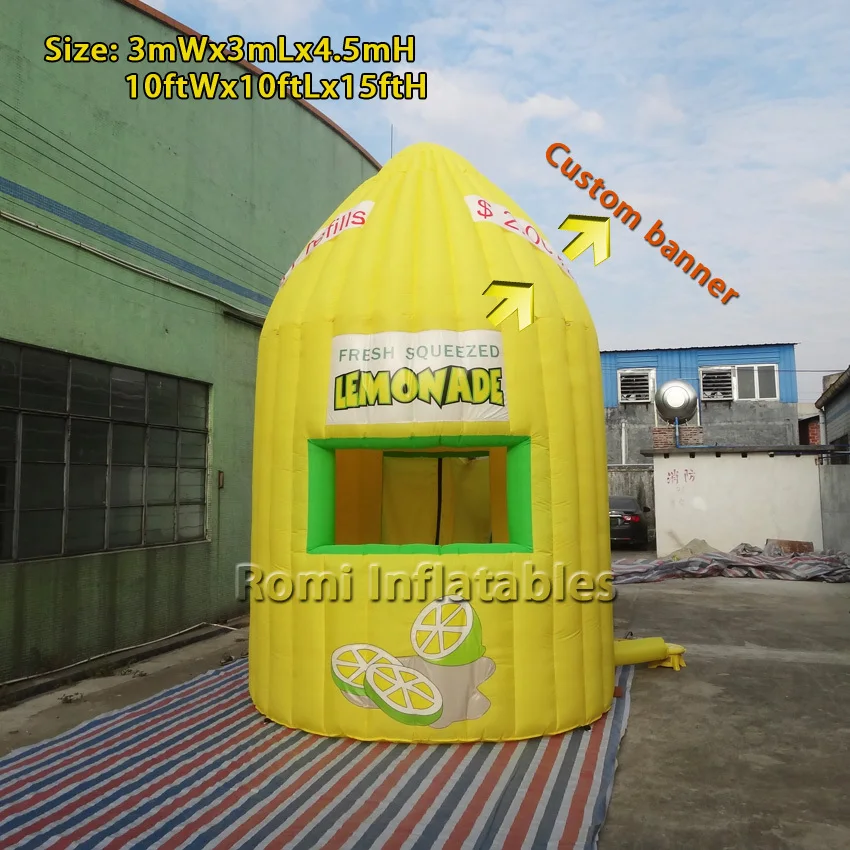 

3m Yellow Inflatable Lemon Shopboard Stall Bar Portable Stand Booth Kiosk Tent Advertising Trade Exhibition Igloo Dome Cover