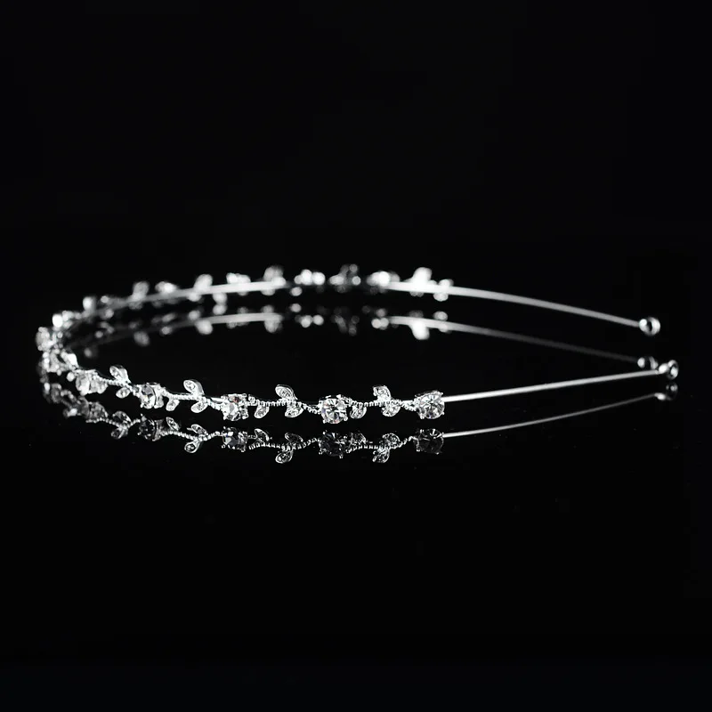 SLBRIDAL Rhinestones Crystal Wedding Tiara Headband Bridal Princess Crown Hair Accessories Bridesmaids Jewelry Women Headpieces