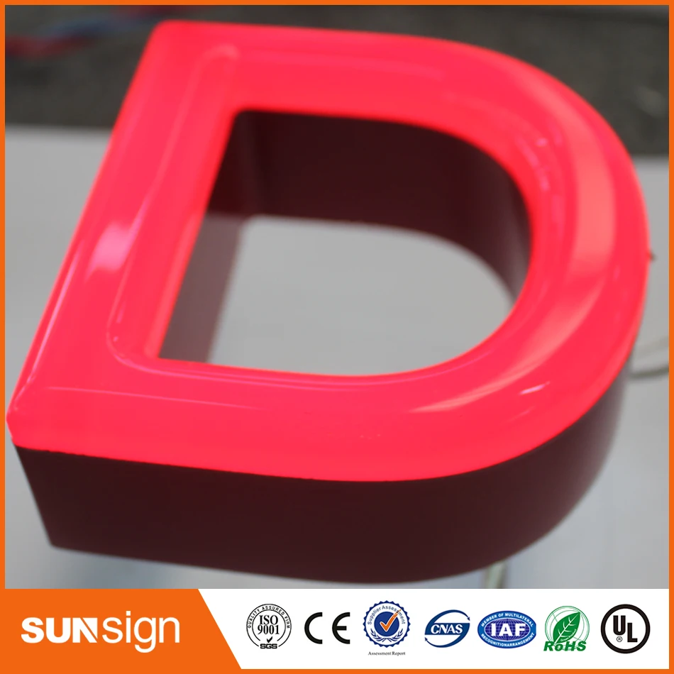 Letras customizadas de frontlit de led para exterior de design popular