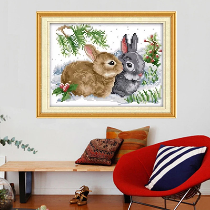 DIY Diamond Painting The Animal Series Lovely Rabbits Cross Stitch Rhinestone Pasted Painting Home Decor Free Shipping