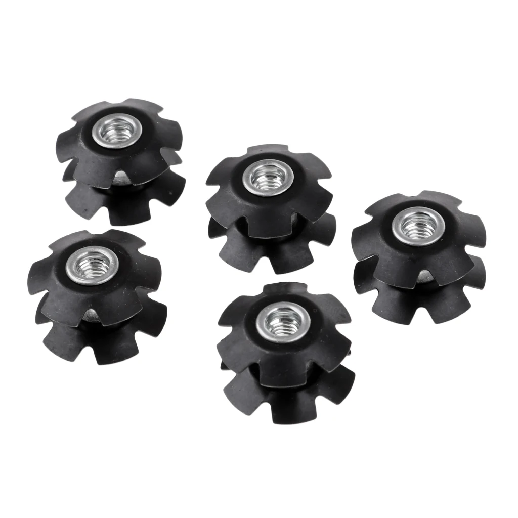 5Pcs Bike Ahead Headset Star Nuts - Black Fangled Nut Cycling Fork Steertubes Star Fangled Nuts for Mountain Road Bike