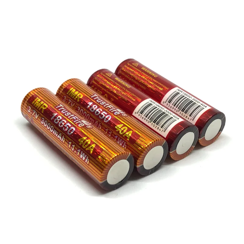 

6pcs/lot TrustFire IMR 18650 3000mAh 3.7V 40A 11.1Wh High-Rate Rechargeable Lithium Battery for E-cigarettes Flashlights