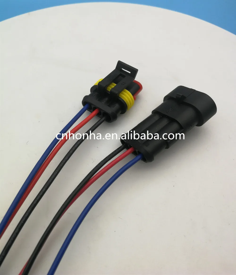 

Free shipping Tyco Amp 1.5series 3 Pin female male ip67 connector plug car xenon wire harness pigtail 282087-1 282105-1