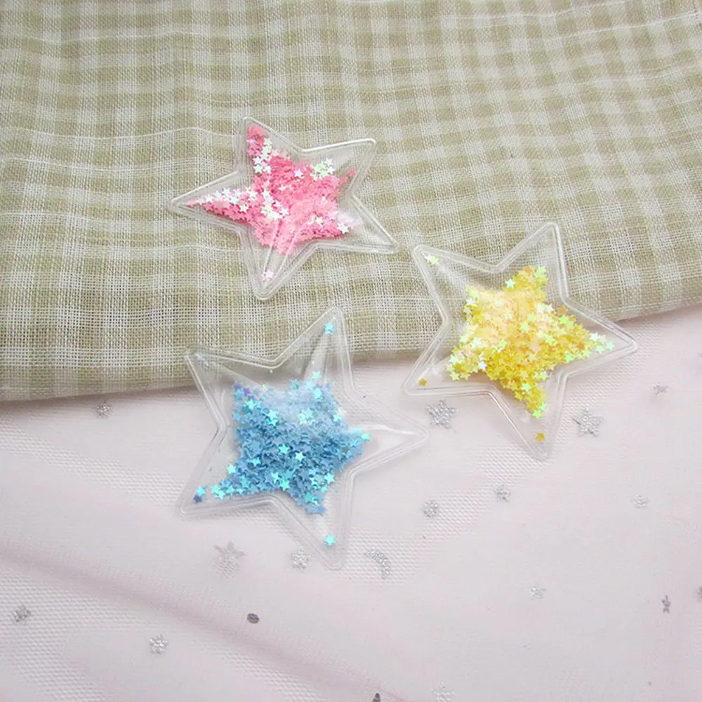 50pcs/lot Transparent Stars Sequin PVC patch applique For Clothes DIY Children's Hair Clip Headwear Accessories