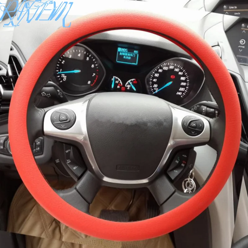 Soft Silicone Steering Wheel Cover Skidproof Odorless Eco Friendly For Fiat Panda Bravo Punto Linea Croma 500 595