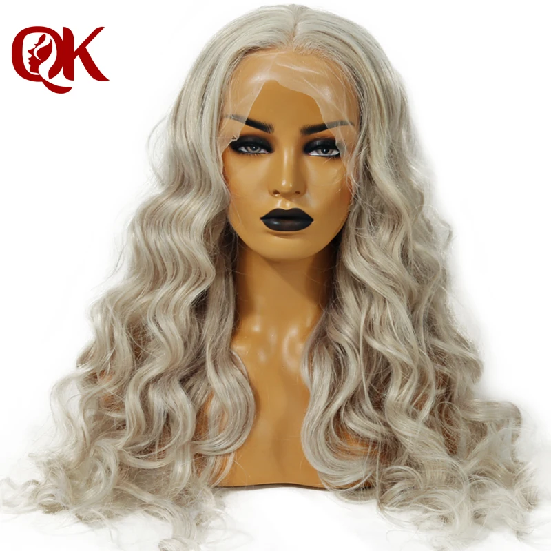 QueenKing hair Lace Front Wig 150% Density Ash Blonde Color wig Straight plucked Hairline 100% Brazilian Human Remy Hair