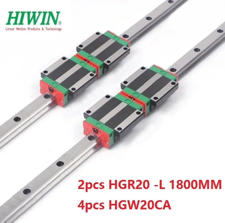 2pcs Taiwan Hiwin linear guide rail HGR20 - 1800MM + 4pcs HGW20CA/HGW20CC linear flanged blocks for cnc