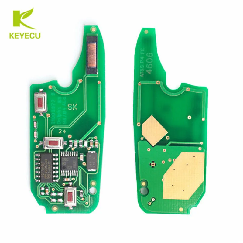 KEYECU Replacement Flip Remote Key 3 Button 434MHz PCF7946AT for Fiat 500 Doblo Punto Qubo, for Peugeot Bipper, for Citroen Nemo