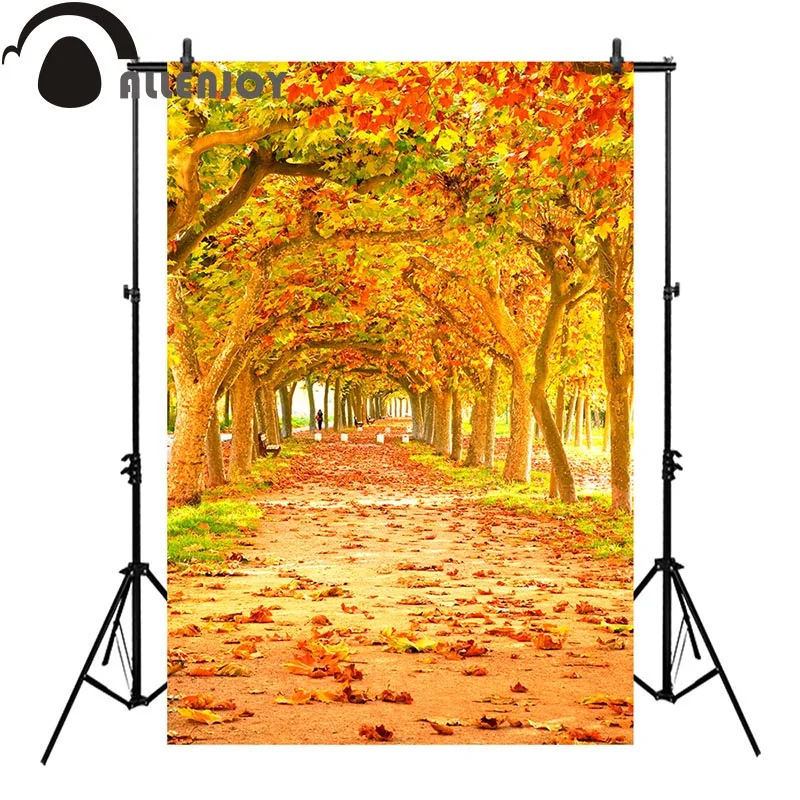 Allenjoy autumn photophone backgrounds for photography studio tree orange path leaves backdrop photo studio photocall new