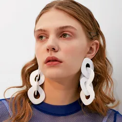 FishSheep Statement Acrylic Long Drop Earrings 2024 Fashion Resin Acetate Geometric Big Dangle Earring for Women Jewelry Gift