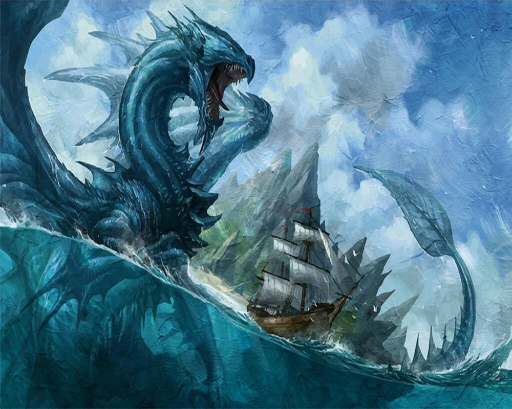 

Custom wallpaper Hand painted dragon background wall