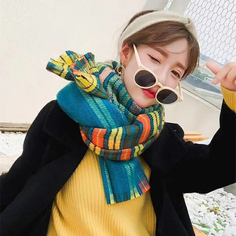 KOI LEAPING new woman Fashion Cashmere lattice Scarf  Decoration Soft and comfortable scarfves Gift headscarf high quality Shawl