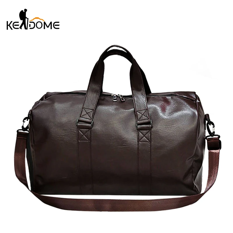 

Dry Wet Gym Fitness Bag for Men PU Leather Camping Training Shoulders Bag Travel Luggage Handbag Gym Outdoor Sport Bag XA852WD