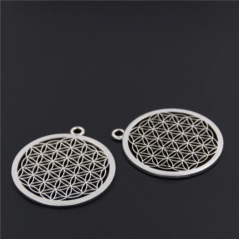 10pcs Silver Color Flower of life Sacred Geometry Pendant Handmade Hanging Craft DIY