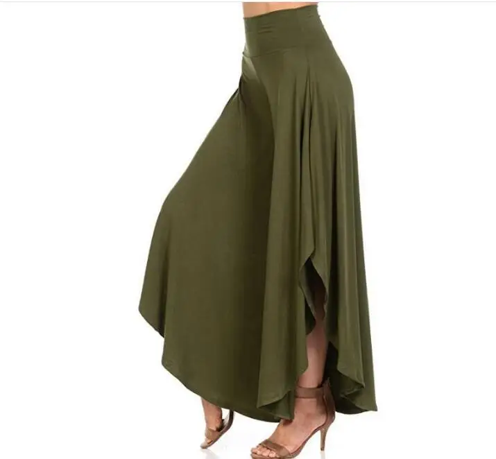 Elegant Vintage Ruffles Wide Leg Pants Women High Waist Pleated Long Pants Femme Casual Loose Streetwear Belly Dance Trousers