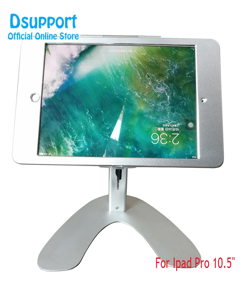 Anti-Theft Security desk Stand for iPad Pro 10.5 Rotation Base Desktop POS Enclosure Holder with Lock