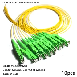 10pcs LSH/APC (E2000)-SM(9/125)-G652D, G657A1, G657A2-0.9mm Cable-1m or 2m / Optical Fiber Pigtail