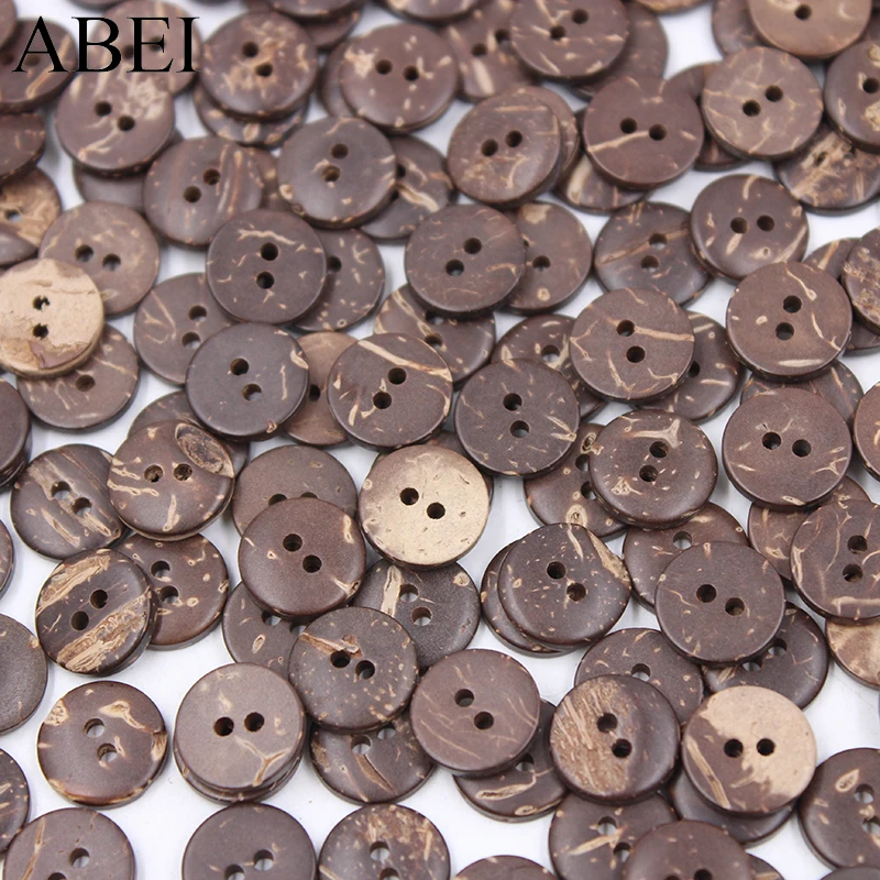 11mm 100pcs/lot Natural 2-Holes Round Coconet Buttons Sew Tools Accessories Handmade Scrapbook Wedding Crafts DIY Wooden Button