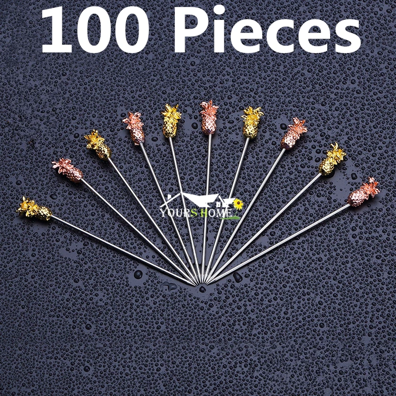 

100pcs Length-11.5cm Fruit Cocktail Pick Stick Stainless Steel Bar Tools Drink Stirring Sticks Martini Pick Party Barware