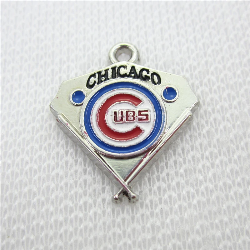 Hot Selling 20pcs American Baseball Sport Cubs Dangle Charms DIY Bracelet Necklace Jewelry Hanging Charms