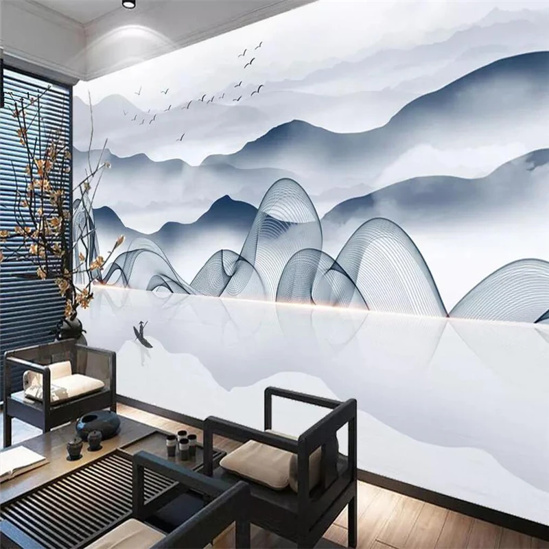 

Decorative wallpaper Atmosphere of Chinese style artistic conception ink landscape TV sofa background wall painting