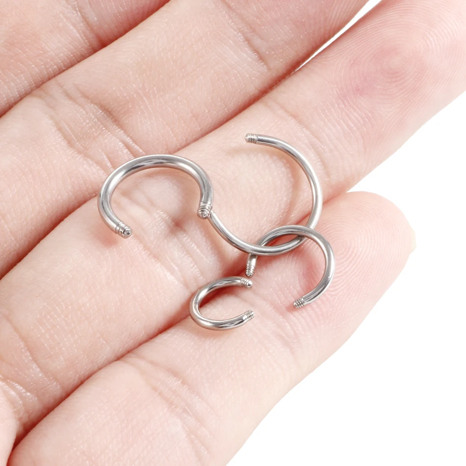 100Pcs Steel Horseshoe Piercing Bar Post Only For Ear Septum Helix Nose Rings Replacement Accessories Piercings Jewelry 14G 16G